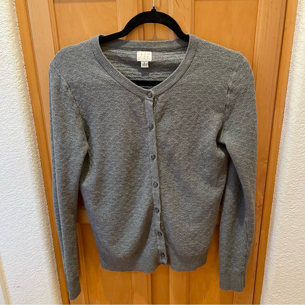 Grey Sweater with Button Up Front Size Small